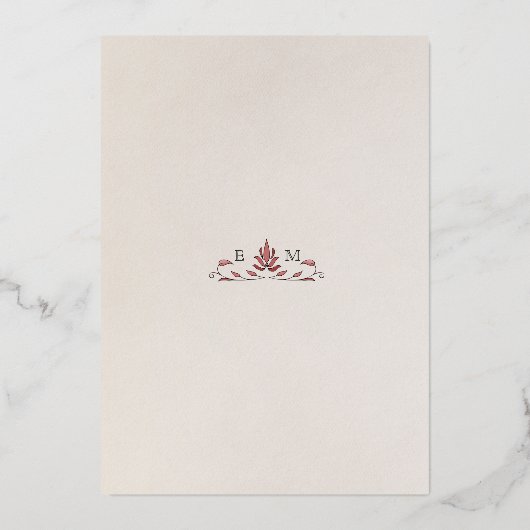 Burgundy Navy Blue Pimpernel Morris Table Numbers 箔招待状 (裏面)