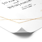 Burgundy Navy Blush Gold Geometric Wedding welcome ポスター (角)