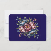 Burgundy Navy Blush Peony Wedding サンキューカード (裏面)