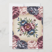 Burgundy Navy Blush Peony Wedding Shower 招待状 (裏面)