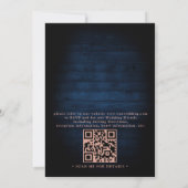 Burgundy Navy Blush Rose Gold QR Code Wedding 招待状 (裏面)