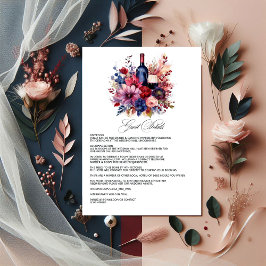 Burgundy, Navy & Blush Wine Tasting Guest Details エンクロージャーカード