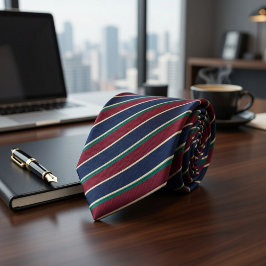 Burgundy Navy Green Classic Striped ネクタイ