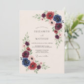 Burgundy Navy Opulent Winter Wedding 招待状 (スタンド正面)