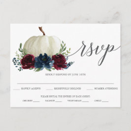 Burgundy Navy Pumpkinの結婚式出欠確認ポストカード ポストカード