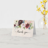 Burgundy Navy Water Colorフローラありがとう カード (黄色い花)