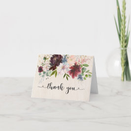 Burgundy Navy Water Colorフローラありがとう カード