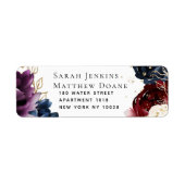 Burgundy Navy Wedding Return Address Label ラベル (正面)