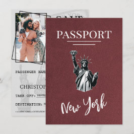Burgundy New York City Passport日付の保存 セーブザデート