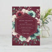 Burgundy Nocturne Botanical Wedding 招待状 (スタンド正面)