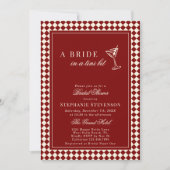 Burgundy Old Money Checkered Martini Bridal Shower 招待状 (正面)