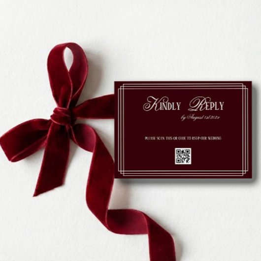 Burgundy Old Money Wedding 出欠カード