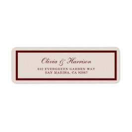 Burgundy Old Money Wedding Return Address Label ラベル