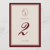 Burgundy Old Money Wedding Table Number 招待状 (正面)
