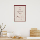Burgundy Old Money Wedding Welcome Sign ポスター (キッチン)