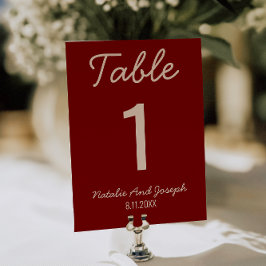  Burgundy Old Money Whimsical Wedding Table Number 招待状