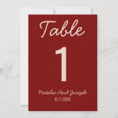  Burgundy Old Money Whimsical Wedding Table Number 招待状 (正面)