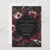 Burgundy Opulent Bloom Wedding 招待状 (正面)