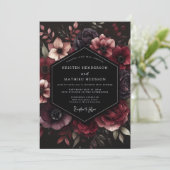 Burgundy Opulent Bloom Wedding 招待状 (スタンド正面)