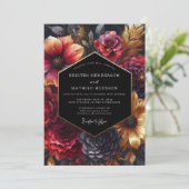 Burgundy Opulent Nocturne Wedding 招待状 (スタンド正面)