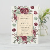 Burgundy Opulent Succulent Wedding 招待状 (スタンド正面)