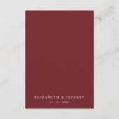 Burgundy Orange Floral Fall Wedding エンクロージャーカード (裏面)