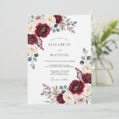 Burgundy Painterly Bloom Romance Wedding 招待状 (スタンド正面)