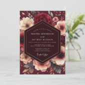 Burgundy Painterly Bloom Wedding 招待状 (スタンド正面)