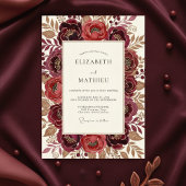 Burgundy Painterly Flora Wedding 招待状