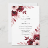 Burgundy Painterly Meadow Wedding 招待状 (正面)
