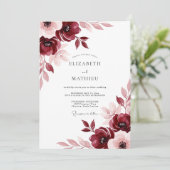 Burgundy Painterly Meadow Wedding 招待状 (スタンド正面)