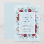 Burgundy Painterly Winter Wedding 招待状 (正面/裏面)