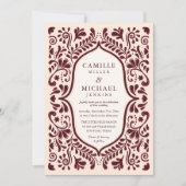 Burgundy Papel Picado Mexican Wedding Invitation 招待状 (正面)