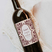 Burgundy Papel Picado Wedding Wine Label