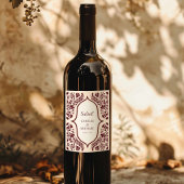 Burgundy Papel Picado Wedding Wine Label ワインラベル