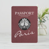 Burgundy Paris Passport日付の保存 セーブザデート (スタンド正面)