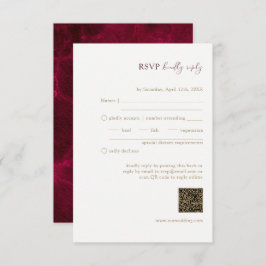 Burgundy Passion Wedding RSVP QRコード エンクロージャーカード