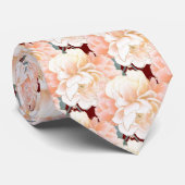 Burgundy Peony Floral Pattern Wedding Neck Tie ネクタイ (ロール)