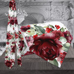 Burgundy Peony Silver Sage Greenery White Wedding ネクタイ<br><div class="desc">A burgundy and white wedding neck tie featuring watercolor-painted red peonies with silvery sage greenery against a pure white background.</div>