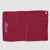 Burgundy Personalized Golf Towel with Custom Name ゴルフタオル (横)