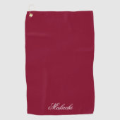 Burgundy Personalized Golf Towel with Custom Name ゴルフタオル (正面)