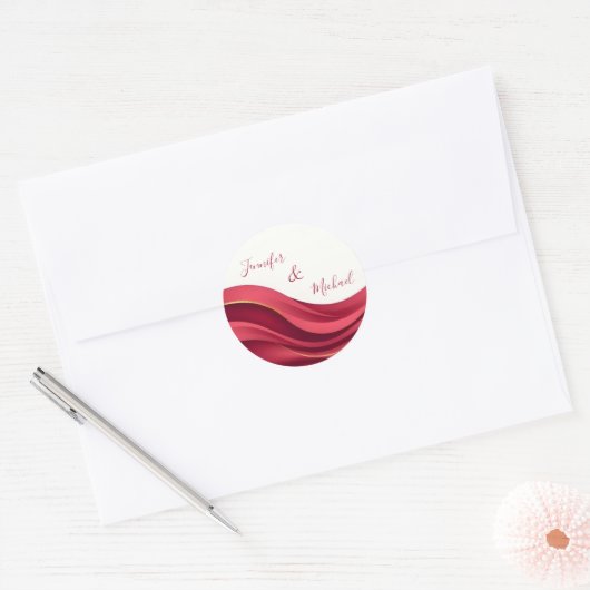 Burgundy Personalized Wedding ラウンドシール (封筒)