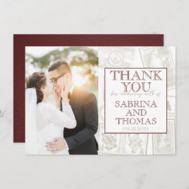 Burgundy Philippinesの結婚写真Thank You サンキューカード