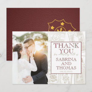 Burgundy Philippinesの結婚写真Thank You サンキューカード