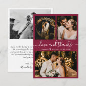 Burgundy Photoエレガントの結婚サンキューカード サンキューカード (正面/裏面)