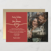 Burgundy Photo 結婚's 招待状 (正面/裏面)