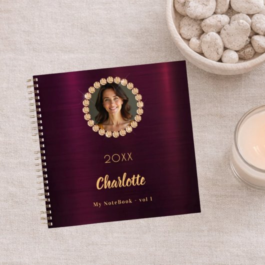 Burgundy photo diamonds ノートブック