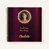 Burgundy photo diamonds inspirational quote ノートブック (正面)