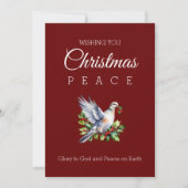 Burgundy Photo Peace Dove Christian Christmas シーズンカード (正面)