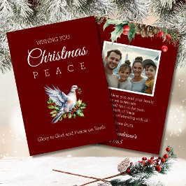 Burgundy Photo Peace Dove Christian Christmas シーズンカード